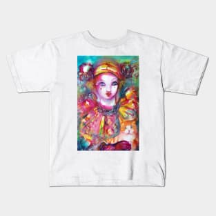 Pierrot with Cat / Venetian Masquerade Masks Watercolor Kids T-Shirt